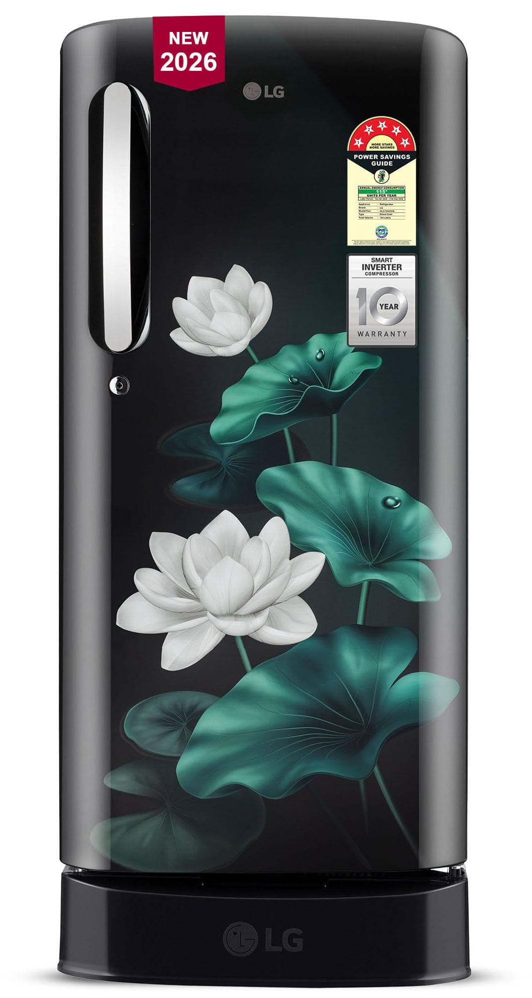 LG 185 L, 5 Star, Smart Inverter, Direct Cool Single Door Refrigerator (GLD1956ZAEL, Emerald Lotus, Base stand with Drawer, Runs on a Home Inverter, Fast Ice Making, Fit Max Chiller Tray, 2026 Model)