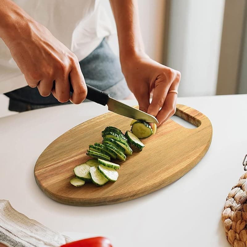 Hamdan Collection Multi use Wood Cutting Board use one Side as a Cutting Surface, and the Other Side as a Fashionable Serving Board Cutting Boards for Kitchen, Chopping Boards for Fruits, Vegetable