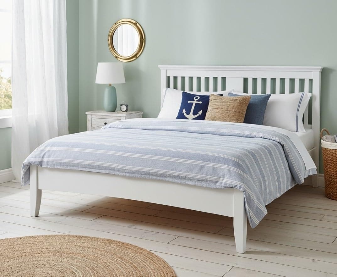 APRODZ Solid Wood Parma Queen Size Bed – Elegant and Stylish Bedroom Furniture Without Storage for a Modern Home (White Finish)