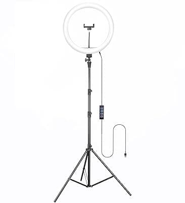 Osaka® 14Inch Professional LED Ring Light 15W Dimmable Extra Bright Lighting with 2 Color Modes for Photo Shoot Video Shoot Live Stream Makeup Compatible with iPhone & Android Smartphones.
