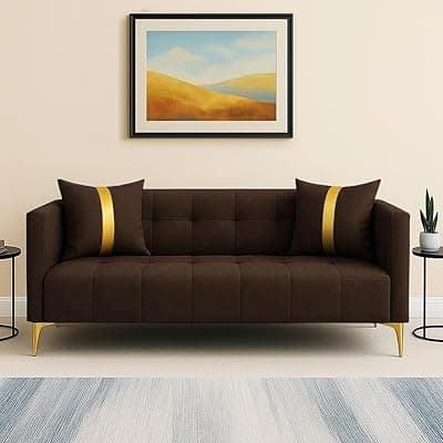 FURNY Modernliving 3 Seater Sofa Set for Premium Living (Brown)