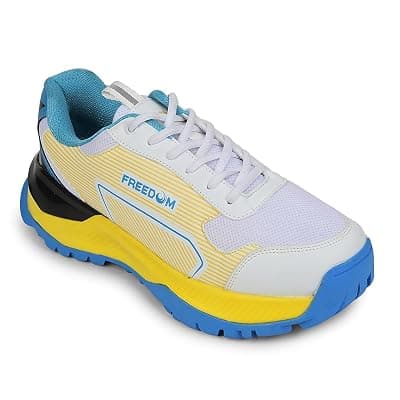 Liberty Freedom Striker-1 Cricket Shoes for Man - Orange & Yellow - Lightweight Lace-Up Men Sports Shoes - Bowling & Batting Performance Footwear for Matches Practise, Outdoor Cricket Play