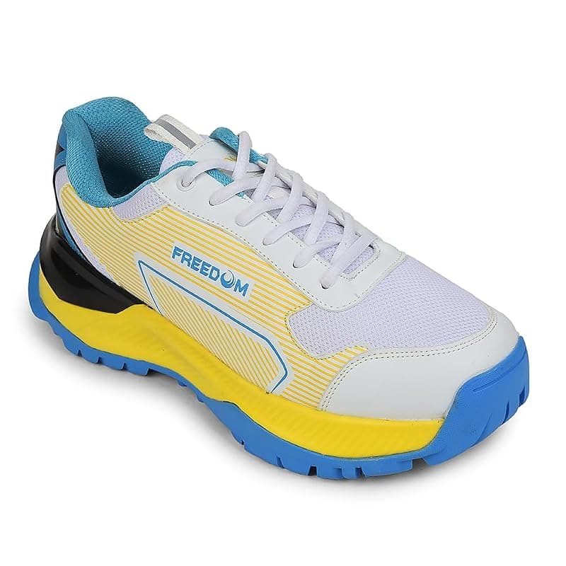 Liberty Freedom Striker-1 Cricket Shoes for Man - Orange & Yellow - Lightweight Lace-Up Men Sports Shoes - Bowling & Batting Performance Footwear for Matches Practise, Outdoor Cricket Play