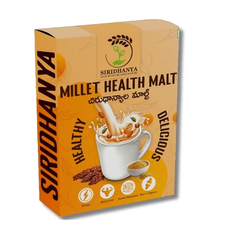 SIRIDHANYA healthy Natural Millets Malt n’Shake (450gm). Diabetic Friendly | Traditionally made with a combination of 17 natural ingredients such as cereals etc.