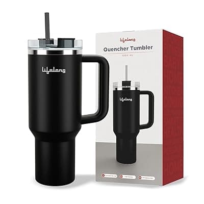 Lifelong Double-Walled Vacuum Insulated Tumbler with Unbreakable Tritan Lid 1200ml | Keeps Drinks Hot for 5 Hours & Cold for 9 Hours | Recycled Stainless Steel, Leakproof Lid & Comfort-Grip Handle