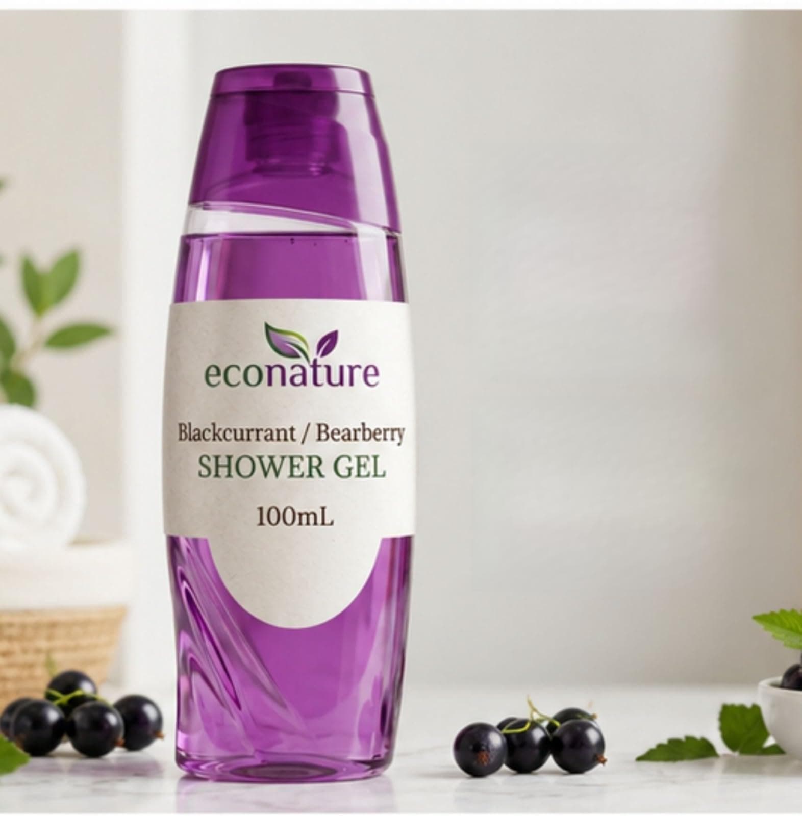 Econature Shower Gel & Body Wash for Men & Women | Peach & Avocado, Mimosa & Neroli Blossom, Blackcurrant & Bearberry Variants | Refreshing & Moisturizing Bath Gel | All Skin Types (Blackcurrent & Bearberry Shower Gel)