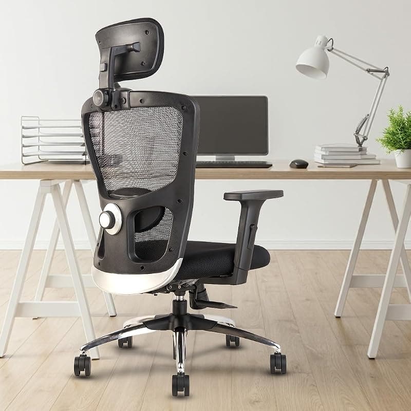 INNOWIN Jazz-Legend High-Back Office Chair Mesh Ergonomic Chair for Work from Home & Office with Multi-Tilt Lock Mechanism, 2-Dimensional Lumbar Support & Strong Metal Base (Black)| 3 Years Warranty