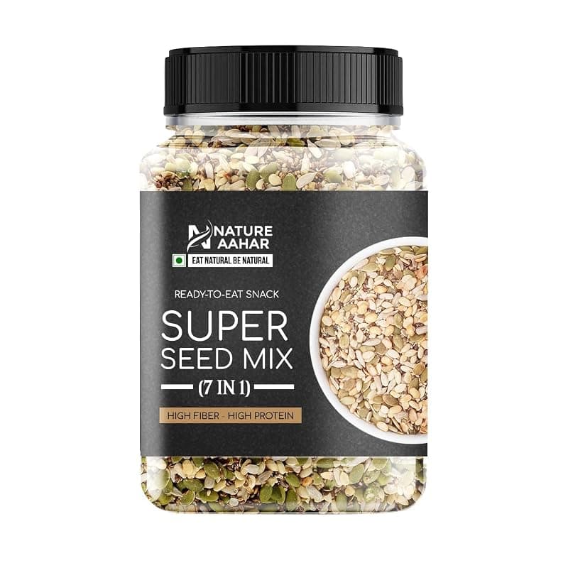 6-in-1 Super Seeds Mix – Sunflower, Chia, Pumpkin, Flax, Sesame &amp; Watermelon Seeds | Protein &amp; Fibre Rich | Healthy Snack, Smoothie &amp; Salad Topping | Vegan &amp; Gluten-Free | 200gm
