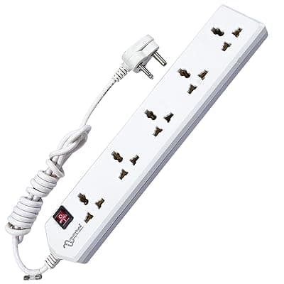 MULTYBYTE 5 Socket 1 Switch Power Saving Outlet Extension Board, High Speed, Fast Charging- Power Strip, Surge Protector, 4M Cable Shockproof Fire-Retardant, Multipurpose Use Spike for Home & Office