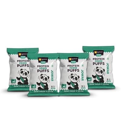 Sundowner Foods Jowar Puffs | Roasted Healthy Snack | High Protein | No Maida | Millet-Based Snack(30Gm,Pack of 4)