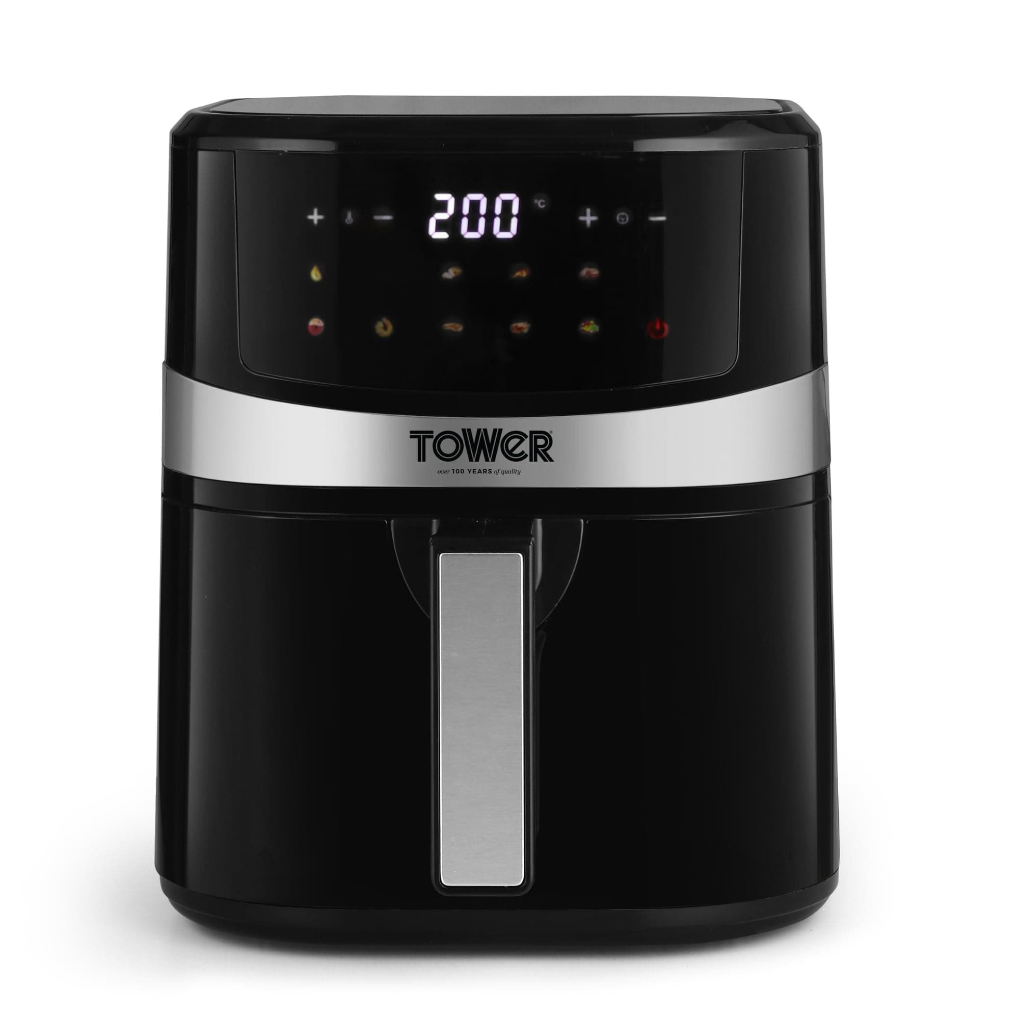 Tower Vortx 4.5L Digital Air Fryer | 1600W | 10 Preset Menus | Cook Samosa, Tikka, Fries & More Oil-Free | 50–200°C | 60-Min Timer | Pre-Heat Mode | 2 Yr Warranty | 9000+ Happy Customers