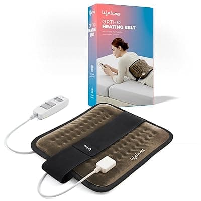 Lifelong Electric Heating Belt for Pain Relief | Heating Pad for Back, Shoulder, Knee, and Period Cramps | 3 Heat Settings with Auto Shut Off | 4-Layer Insulation for Safe &amp; Comfortable Use (LLHB120)
