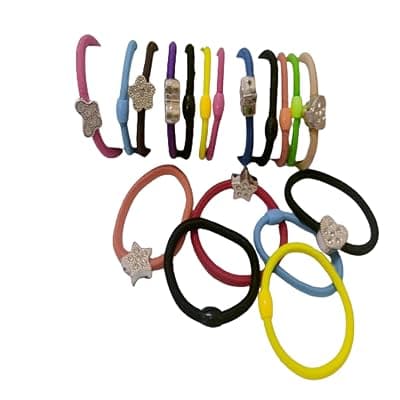 Beaded Pearl Rope Hair Band Rubber Hair Accessories Stone Elastic Fancy Rubber Band Ties Ponytail Holder Scrunchy for Girls &amp; Women Colorful Set of 5