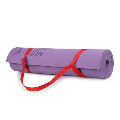 Fitness Mantra® 6mm Yoga Mat with Carrying Strap for Yoga, Exercise Mat for Men & Women|1 Piece| (Purple)