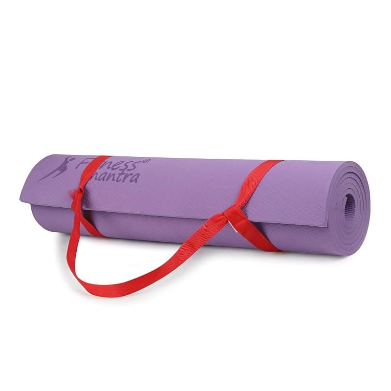 Fitness Mantra® 6mm Yoga Mat with Carrying Strap for Yoga, Exercise Mat for Men & Women|1 Piece| (Purple)