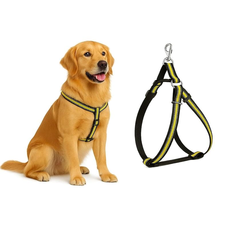 Dog Harness No Pull with Front Clip | Dog Walking Chest Harness with Reflective Adjustable Soft Padded Vest and Easy Control Handle Sizes (Medium, Yellow)