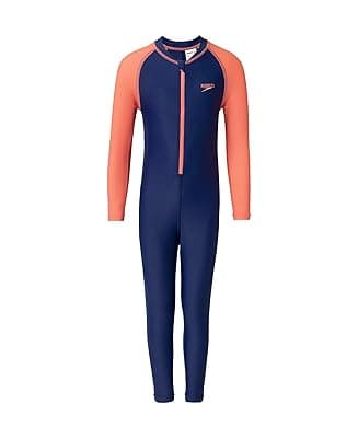 Speedo Girl's Endurance10 Color Block All in One Full Body Suit | Chlorine Resistance | Shape Retention Fabric | UPF 40+ Sun Protection