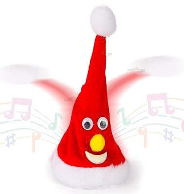 Zest 4 Toyz Musical Santa Cap Singing &amp; Shaking Electric Xmas Santa Party Hat for Adults Kids Swing Funny Toy Hat Red Plush Velvet Christmas Decoration (Pack of 1)