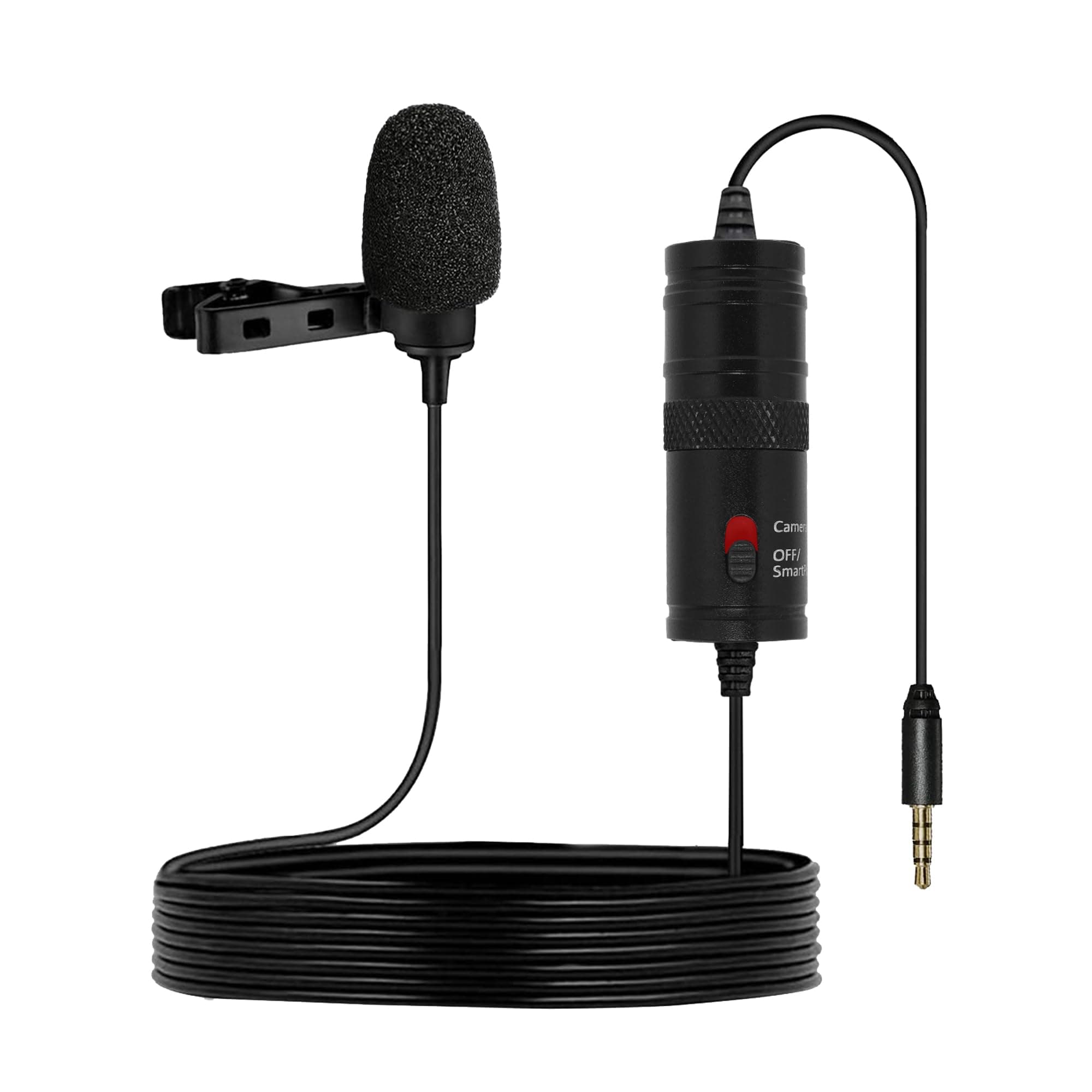 amazon basics Metal Condenser Microphone with 6m Cable | Compatible with Smartphones, Cameras, PCs, and Laptops | Built-in Noise Reduction (Black)