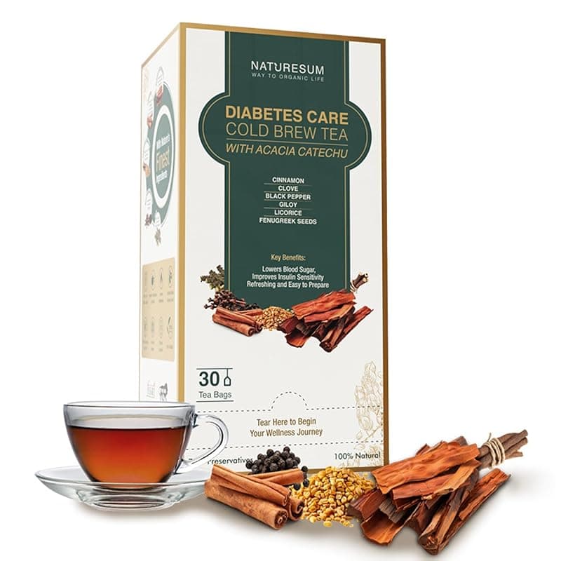 Naturesum Diabetic Care Tea for Diabetes Control, 30 Tea Bags, with Fenugreek (Methi Dana), Acacia Catechu &amp; More, Insulin Resistant, Anti-Inflammatory &amp; Immunity Booster Cold Brew