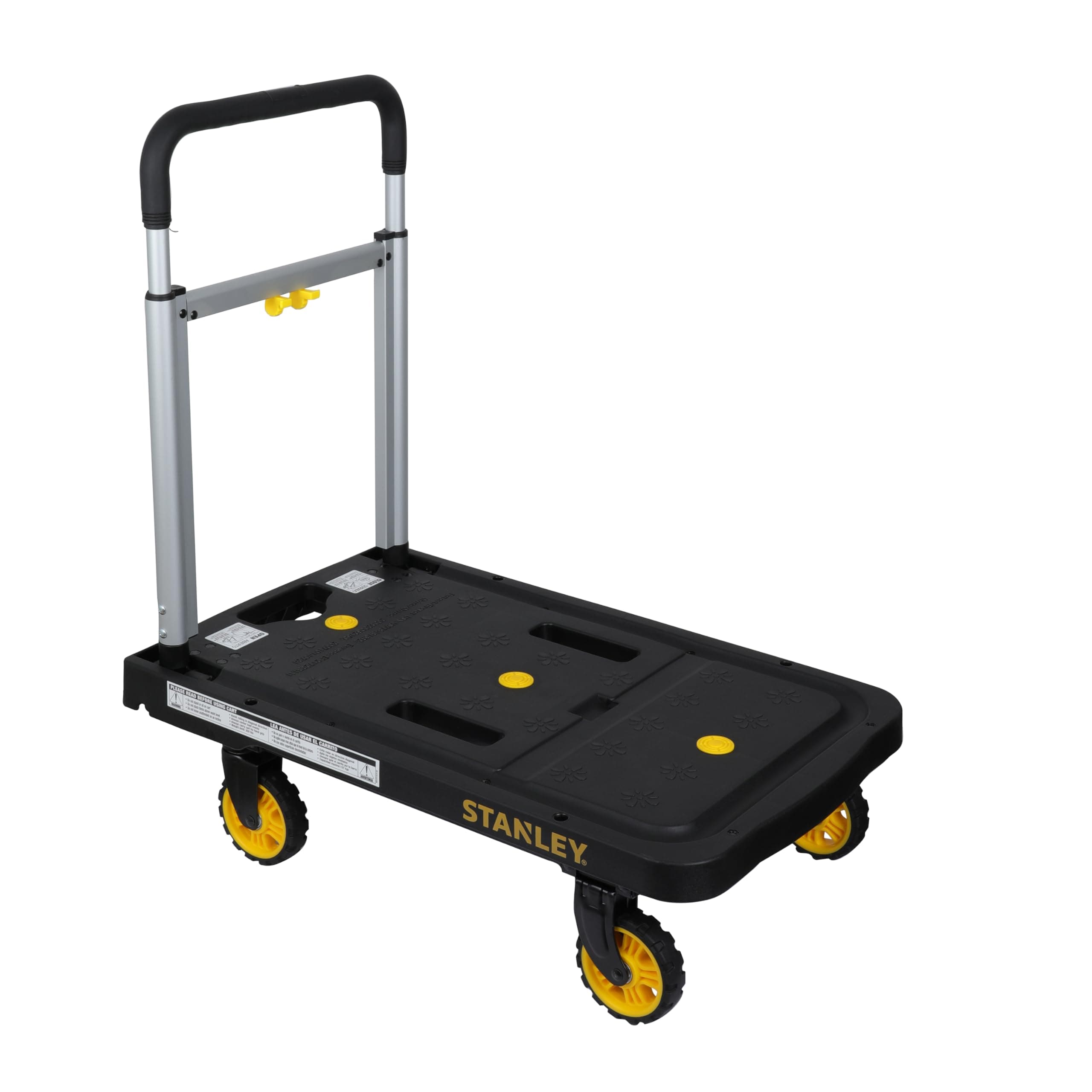 STANLEY SXWT-PC517-SP Flat-Folding Aluminium Platform Truck, 120kg Load Capacity, Soft Grip Handle, Platform with Basket Pin Slots, Open Dimn: 68x41x92 cm, Folded Dimn: 68x41x80 cm