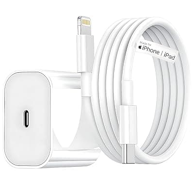 Original Apple-Certified 20W USB-C Charger with Lightning Cable | Fast iPhone Charger for iPhone 11, 12, 13, 14, XR, XS/PRO/MAX, SE & iPad | MFi Certified Adapter and Charging Cable Combo (White)