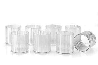 Clazkit PET Glass Juice Tumblers, 120 ml Drinking Glasses for Freshly Squeezed Juices, Smoothies, and Beverages Set of 8 - Color May Vary