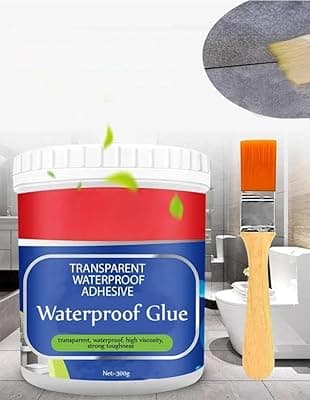 TEKCOOL Crack Seal Glue 300gm with Brush Transparent Waterproof Resin Epoxy for Roof Leakage Crack Seal Agent Roof Water Leakage Solution Water Proof Glue for Waterproofing (300 GM / 1 PACK)