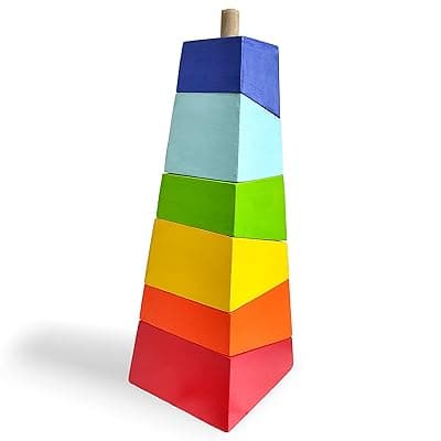 WONDRBOX Wooden Stacking Toy Gift for Kids Age 1 2 3 4 5, Educational Learning Montessori Kids Toys