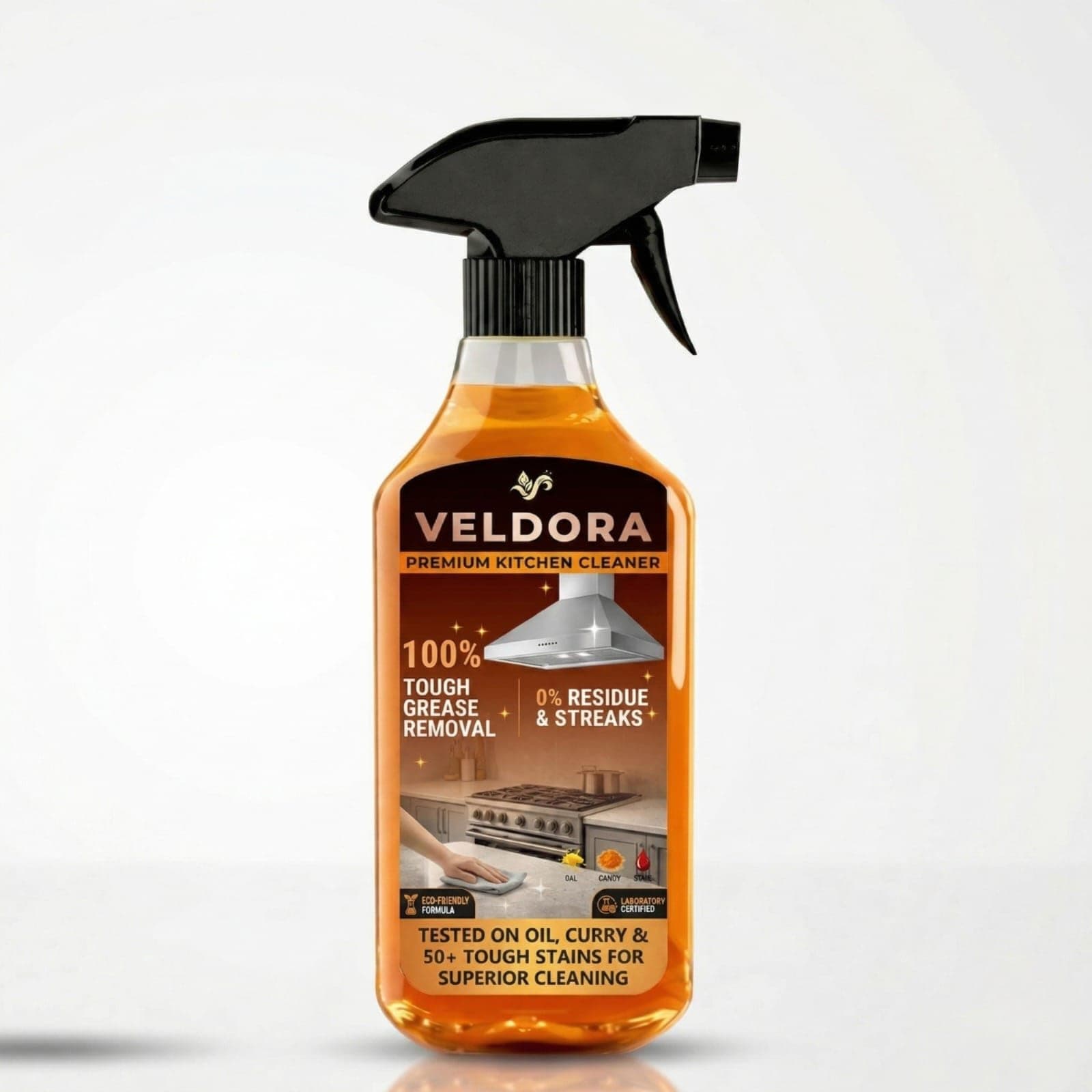 VELDORA Kitchen Cleaner - 500 ml | Instantly removes Tough Greases, No stains or residue | Cleans in 60 seconds | Maximum cleaning power | Suitable for Counter Tops, Stoves, Chimneys 500 ml