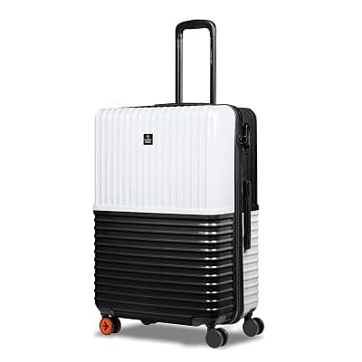 Nasher Miles Istanbul Hard-Sided Abs And Pc Check-In Spinner Wheel Luggage Black White 28 Inch|75Cm Large Trolley Bag
