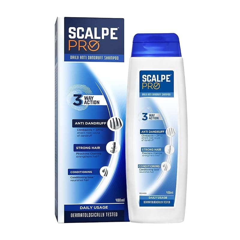 Scalpe Pro Daily Anti-Dandruff Shampoo | Removes Dandruff from Source | Prevents Itching & Irritation | Scalpe Science | Climbazole Formulation | Dermatologically Tested | For Women & Men | 400ml