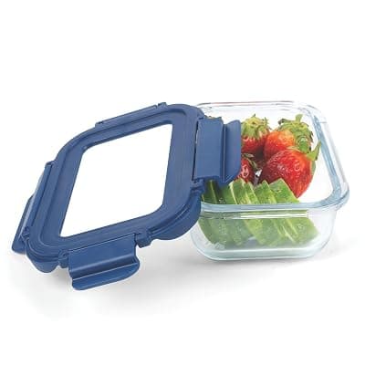 SignoraWare Secure N Store Borosilicate Glass Rectangular Container | Airtight Seal | Microwave Safe | Reheating &amp; Baking | Stylish &amp; Practical | Organized Fridge Storage (1.04 Ltr | Clear)