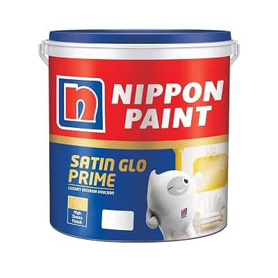 Nippon Paint Satin Glo Prime Luxury Interior Emulsion Paint(20L, White, High Sheen)-Low VOC, Washable Emulsion Safe for Kids-New Formula-For Living Room, Bedroom, Dining Area & Hallways-20 Ltr