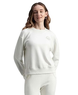 Jockey U109 Women's Super Combed Cotton Rich Fleece Fabric Printed Sweatshirt with Drop Shoulder Styling
