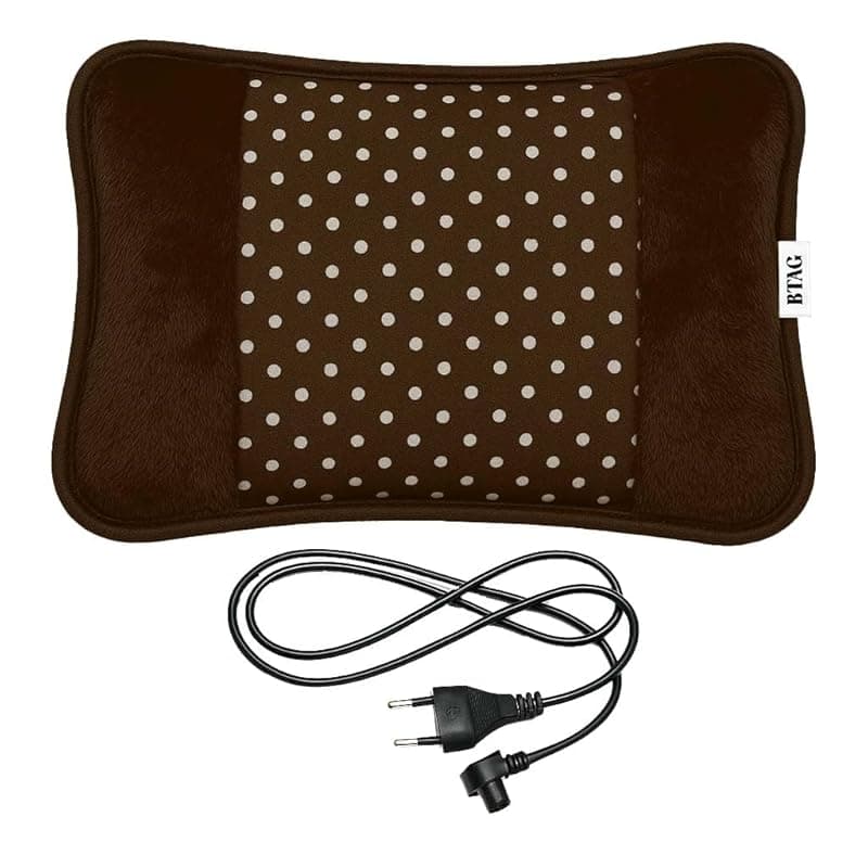 Btag Electric Heating Pad with Soft Polka Dot Cover Hot Water Bag for Pain Relief |Heating Bag Electric |Warm Bag for Pain Relief|Winter Heating pad | Fast Heating |Colour Brown