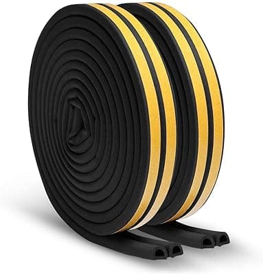 Breewell D Shaped Self-Adhesive Epdm Doors and Windows Foam Seal Strip Rubber Weatherstrip 6 Meter (2 X 3 M = 6 Meter)-Pack of 2 | Black & Yellow
