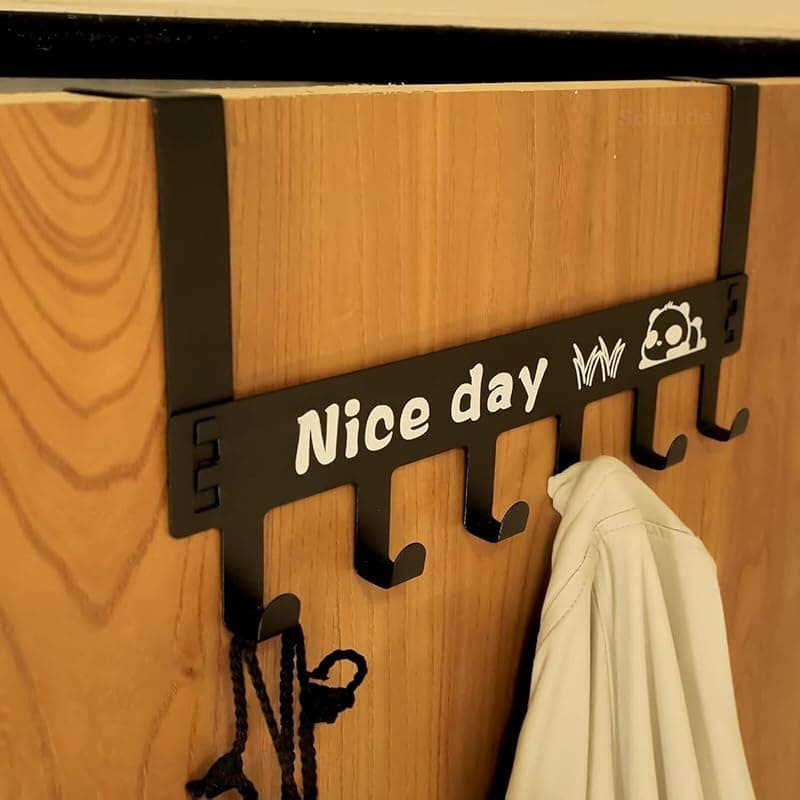 Heavy Duty Carbon Steel Over Door Hanger for Clothes, Drill-Free Hanging Hooks for Bathroom, Bedroom, Kitchen Coat, Towel, Scarf Holder Removable Space Saving Door Rack (1 Piece)