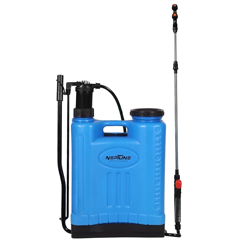 Neptune Simplify Farming NF-10B Manual Knapsack Sprayer | Hand-Operated High-Pressure Pump | 16L Tank Capacity | Telescopic Lance with 3 Nozzles | Ideal for Farming, Gardening &amp; Pesticide Spraying