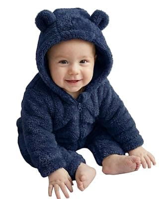 BABYZONE Soft Fleece Baby Romper with Hood For NewBorn Baby Clothes Spring Babies Romper Climbing Jumpsuit With Zipper