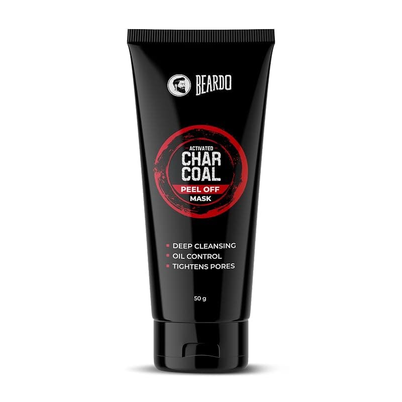 Beardo Activated Charcoal Peel Off Mask for Men, 50g | Charcoal Face Mask for Glowing Skin | Detoxing Facial Kit for Men | Peel Off Mask For Oily & Dirt free skin