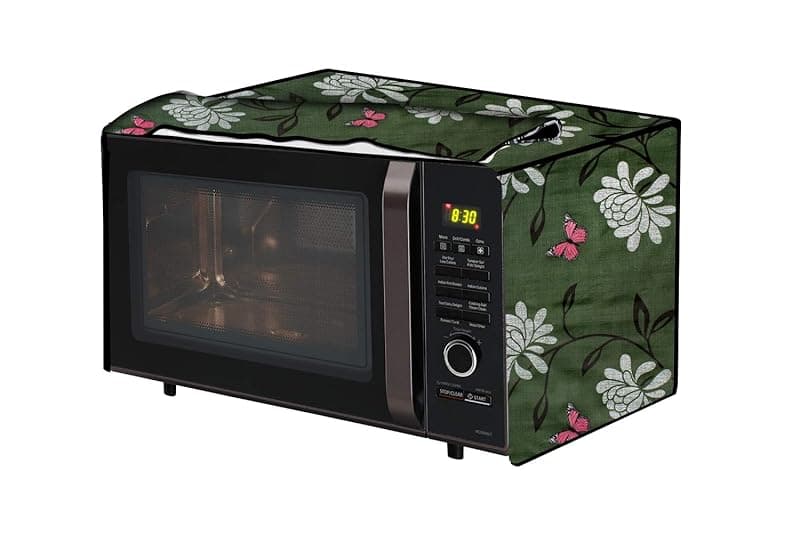 The Furnishing Tree OTG cover Suitable for Morphy Richards 30 Liters OTG 30Rcss, Dustproof, Stain-Resistant, Cover Size WxDxH in CM- (50x32x30), Petals Pattern Green