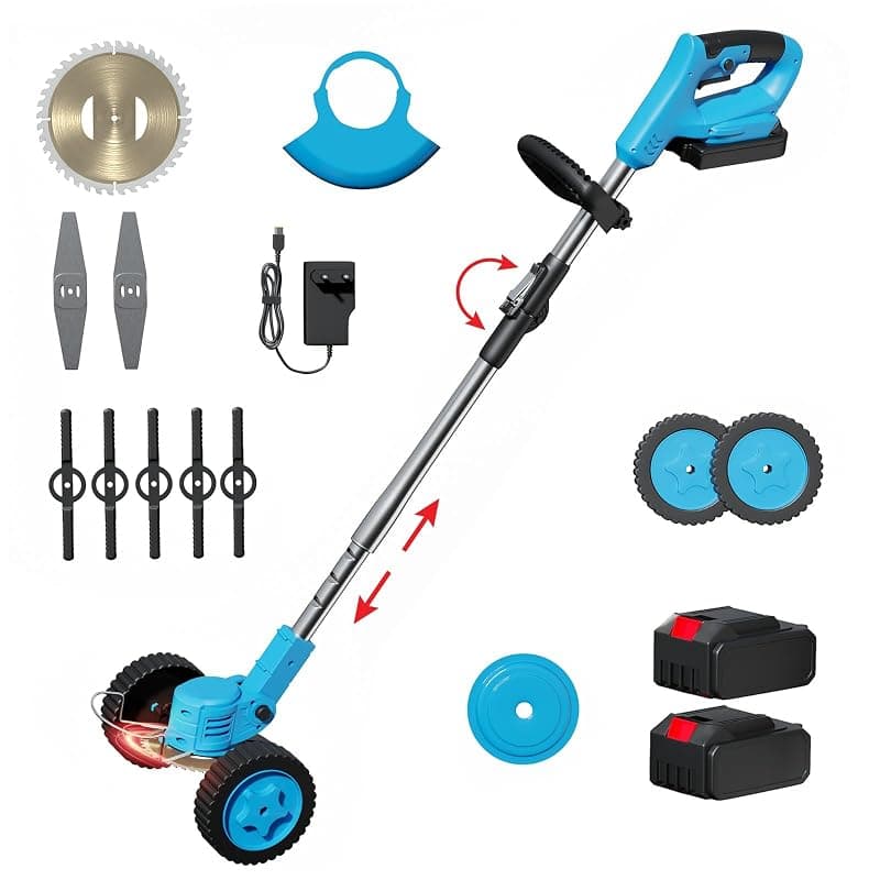 Lifelong Cordless Grass Cutter 21V | 25cm Cutting Width | 2-in-1 Lawn Mower &amp; Trimmer | 2X Rechargeable Battery | Adjustable Height | Wheels &amp; Foldable Handle | Heavy-Duty Blades | Garden &amp; Farm Use