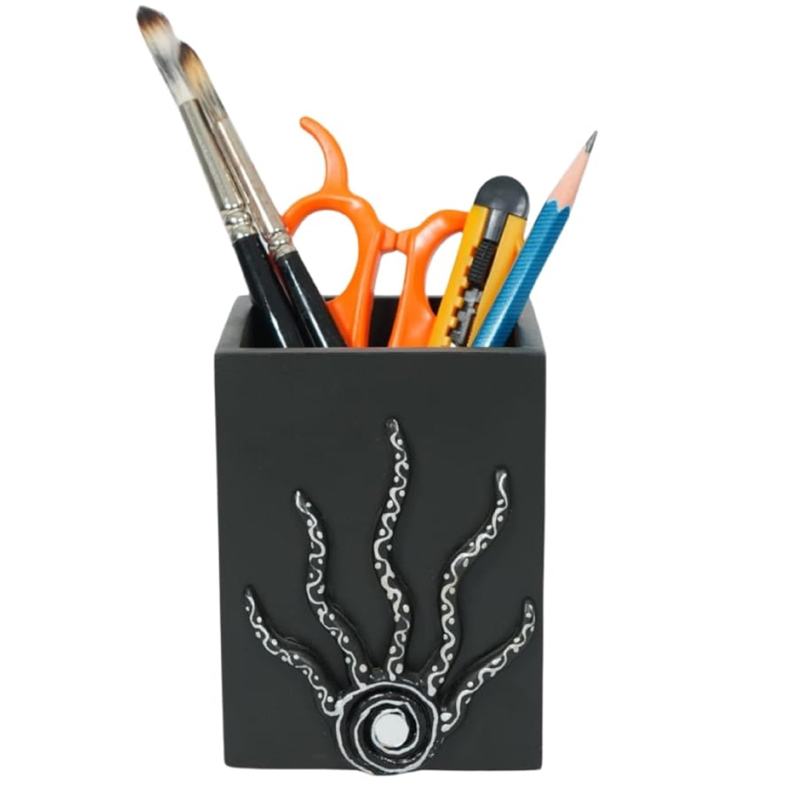 Sambhav crafts Decorative Embossed Design Pencil and Pen Stand | Desk Organizer for Stationery Storage | Suitable for Office Desk, Study Table, Home and Workspace Use (Design 4)