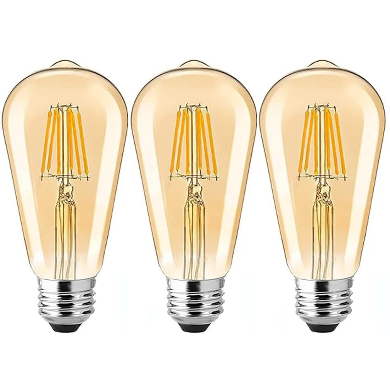 Vibunt Edison Tungsten Filament Antique Glass Light Bulbs Vintage Base E27 Bulb Yellow Light for Home Decoration, Living Room, Hall, Balcony, Restaurant Bar Lighting (pack of 3)