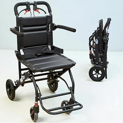 Veayva 7.5 kg aluminum Portable Folding Wheel chair, Travel Wheelchair with handbrake, Super Ultra-Light Wheel chair Stable structure