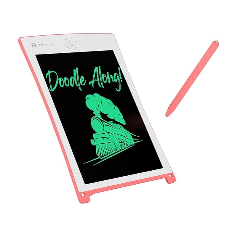 Portronics Portable RuffPad E-Writer 21.59Cm (8.5-inch) LCD with 4 Magnet, Stylus Drawing Handwriting Board, Pink