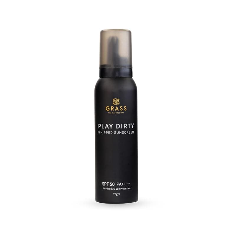 Grass Play Dirty Whipped Sunscreen SPF 50 PA++++ | Non-Greasy, No White Cast Whipped Cream | Broad Spectrum & Blue Light Protection | 3-in-1 Sunscreen Moisturizer Primer | 75gm