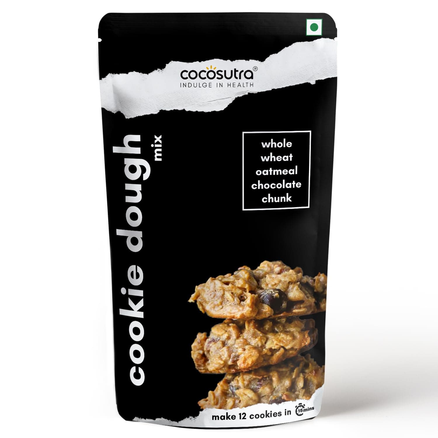 Cocosutra Cookie Dough Mix - Whole Wheat Oatmeal Chocolate Chunk | with natural ingredients| 3 Easy Steps for Perfect Cookies - Whisk, Scoop & Bake | Instant Baking Mix | 220 g