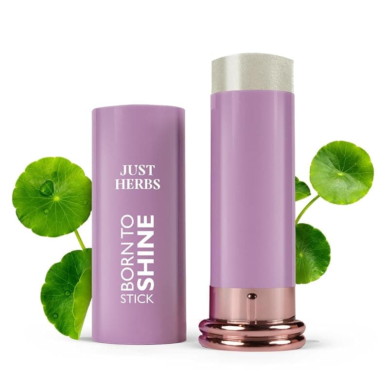 Just Herbs Born To Shimmery Portable | Moisturises & Hydrates infused with Shea Butter and Cica Single Stroke All Day Long Highlighter for Women